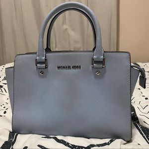 Light blue/gray Michael Kors medium cross body bag